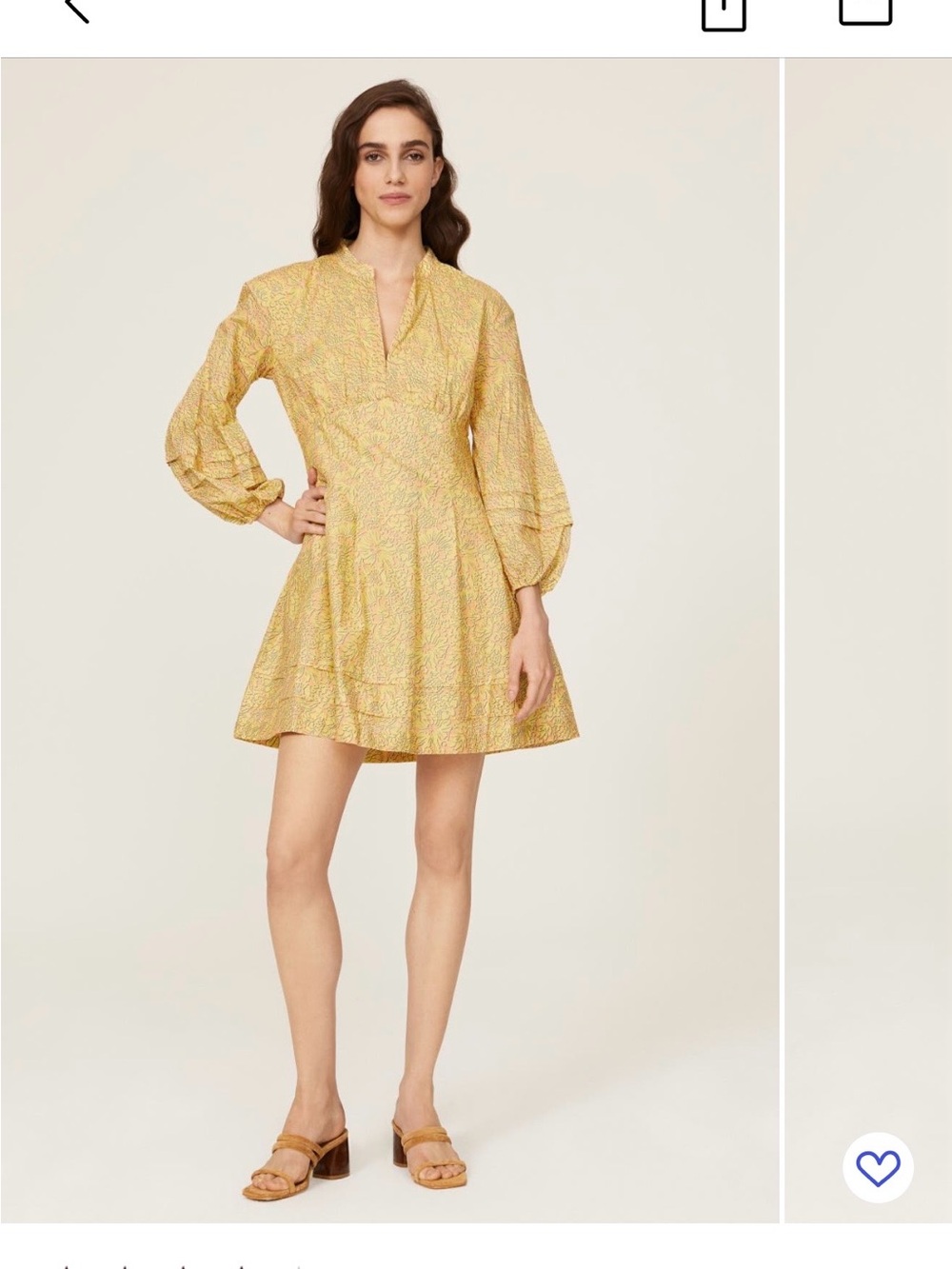Derek Lam Yellow Floral V-Neck Mini Dress